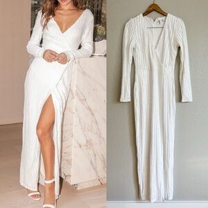 NWOT Love Lasts Forever White Sequin Long Sleeve Maxi Dress